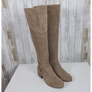Vince Camuto VP-Kenvesha Women's Knee-High Riding Tall Boots Sz 8M Taupe Suede